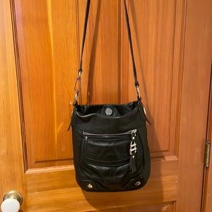 Black leather shoulder purse